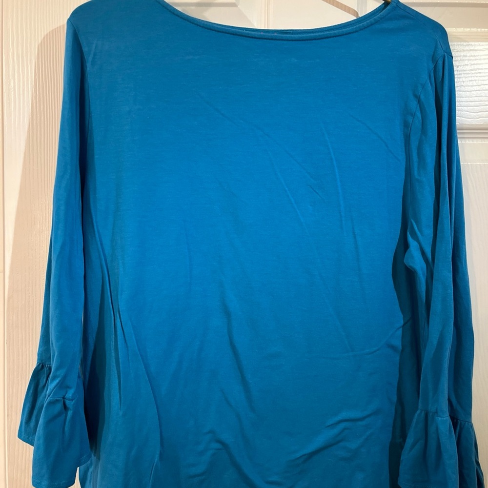 Fresh Produce Vibrant Teal Blue Kira Long Bell Sleeve Top L